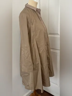 Tuckernuck Barcelona Beige Wren Long Sleeve Mini Shirt Dress Trapeze A Line Sml thumbnail 3