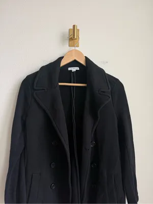 James Perse Women's Black Cotton Peacoat Double Breasted Jacket Size 3 Large thumbnail 4