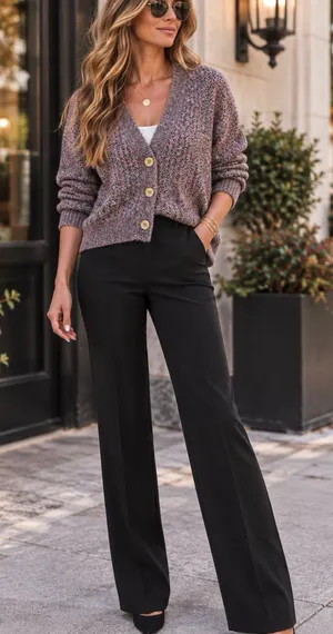 J. Jill 100% Cotton Mauve Knit Button-Front Cardigan Size Large thumbnail 1