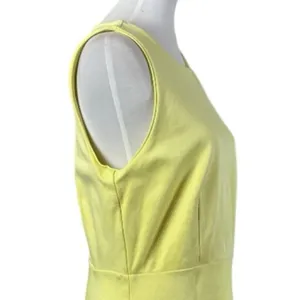 Ann Taylor Sheath Dress Flounce Hem Sleeveless Yellow Pique Knit Women’s Size 12 thumbnail 9