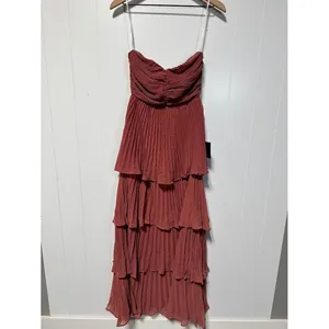 Lulus Seriously Sensational Rusty Rose Strapless Tiered Maxi Dress Formal XS thumbnail 2