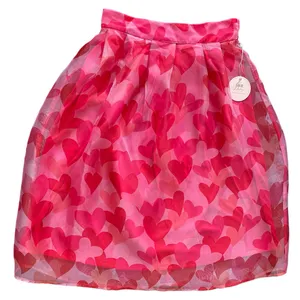 Her Destiny Red & Pink‎ Hearts Sheer Women’s Skirt Size L thumbnail 1