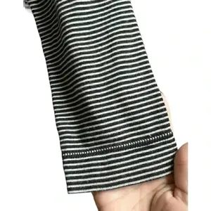 Lauren Ralph Lauren Women's Top Black Cream Stripes 3/4 Sleeves Large thumbnail 5