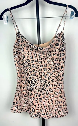 Astr The‎ Label Pink Leopard Print Cowl Drape Neck Camisole Tank Top thumbnail 1