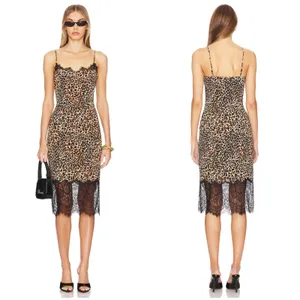 Revolve Loba Jacinta Slip Midi Dress Size Medium Leopard Lace Cocktail Wedding thumbnail 2