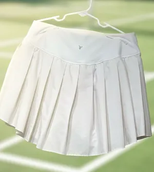 White Pleated Tennis Skirt with Built-In Shorts thumbnail 1