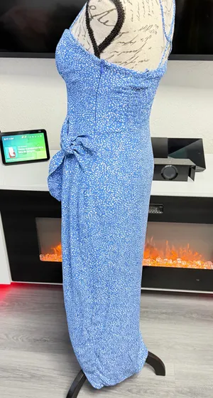 ZARA Blue & White Floral Printed Cami Midi Dress - Size XS 💙✨ thumbnail 8