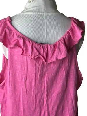 Ralph Lauren sleeveless dress ruffle pink midi size 2X 100% cotton thumbnail 2