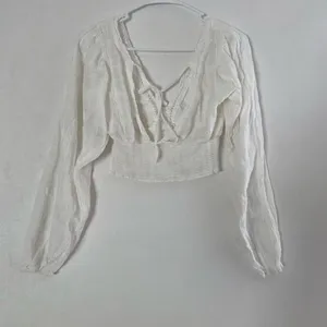 Aeropostale Cottagecore Peasant Crop Top White Lace Size Small thumbnail 3