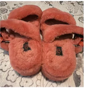 UGG Fuzz Yeah Sherling Slide Sandal Slipper Mariposa Coral Orange Womens Size 9 thumbnail 4