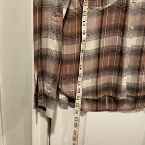 Jane & Delancey Size S Brown Plaid Flannel Western Pearl Snap Front Shirt thumbnail 4