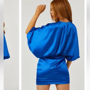 Do+Be Royal Blue Satin Kimono Sleeve Mini Dress NWT Size S thumbnail 2