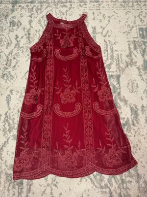 Altar’d State Burgundy Embroidered Lace Cocktail Dress Size Small thumbnail 6