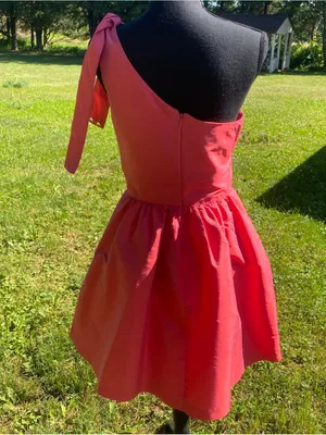 ALFRED SUNG One-Shoulder Coral Pink Cocktail Dress Firecracker Knee Length thumbnail 3