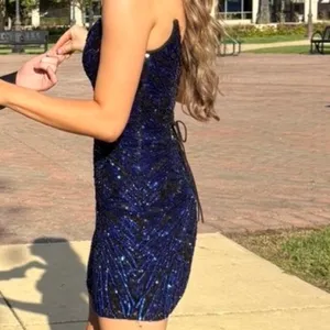 Primavera Couture Sparkling Royal Blue Sequin Evening Dress thumbnail 3