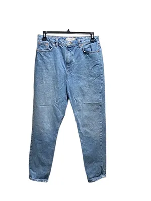 TopShop High Rise Straight Leg Mom Jeans Blue Size 32 Preppy Casual Minimalist thumbnail 2