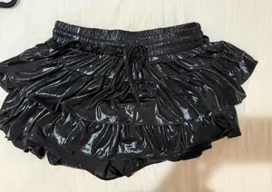 Palmetto Moon Black ruffle leather skirt thumbnail 1