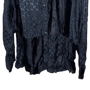 Phool Vintage Black Velvet Patchwork Textured Button Down Shirt Womens Medium thumbnail 3