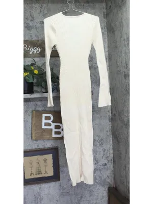 Future Collective Womens Ribbed Maxi Dress Long Sleeve Cream Off White M thumbnail 2