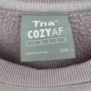 Aritzia TNA Cozy Fleece Perfect Crew Sweatshirt in Lilac XXS thumbnail 6