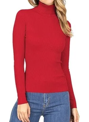 Ambiance Apparel Women’s Sweater Large Red Turtleneck Ribbed Knit‎ Long Sleeve thumbnail 1