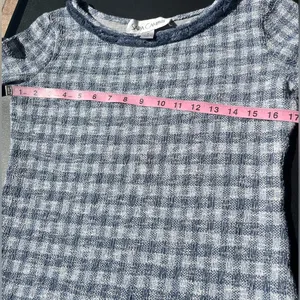 Sara Campbell top small rough texture checkered pattern cotton blend fluffy trim Blue thumbnail 7