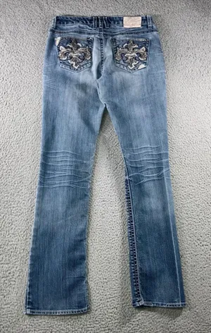 Hydraulic Y2K Bootcut Jeans 8 30x31 Low Rise Fleur De Lis Embellished McBling thumbnail 1