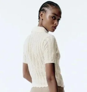 ZARA White Knit Top thumbnail 3