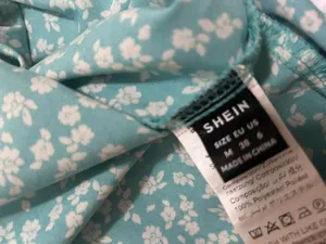 SHEIN Teal Floral Mini Dress Medium Y2K Cottagecore Spaghetti Strap thumbnail 3