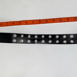 Black Faux Leather Double Prong Belt Silver-Tone Hardware Women's thumbnail 3