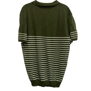 Polo Shirt Large‎ Green White Stripe Knit Casual Short Sleeve Preppy thumbnail 3