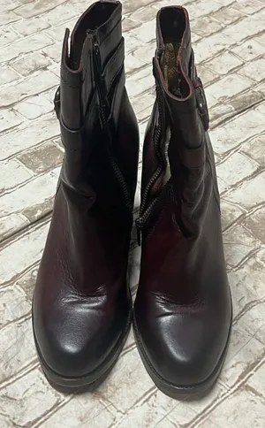 FRYE Jenny Shield Short Leather Heeled Moto Boots 9.5 Red FLAW thumbnail 1