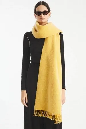 Rikka Large Wrap Scarf in Mustard Yellow thumbnail 1