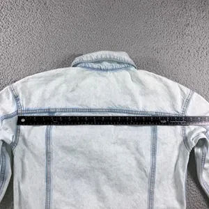 VTG Style Trucker Jean Jacket Womens 4 Light Wash Streetwear Oversized Pocket thumbnail 10