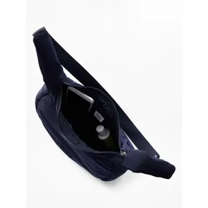 New Athleta All About Sheen Small Crossbody Hobo Bag Navy Blue thumbnail 3