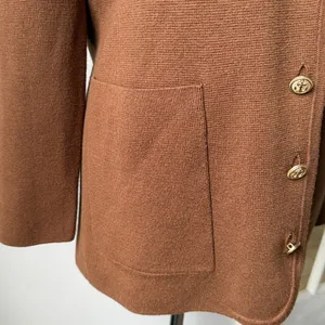 J. Crew Brown V-Neck Button Front Cardigan Sweater Blazer Merino Wool Blend thumbnail 4