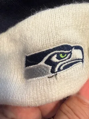 NFL New Era Seattle Seahawks Pom Beanie - Navy, Lime & White Football thumbnail 3