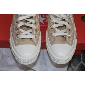 Converse Crochet Off-White & Beige Chuck 70 Hi Sneakers thumbnail 6