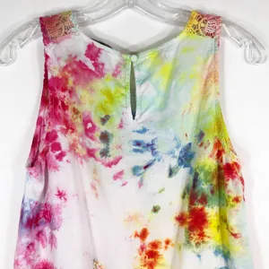 Galaxy Garden Jeanne Pierre Small Top Handmade Tie‎ Dye Pink Yellow Crochet 537 thumbnail 5
