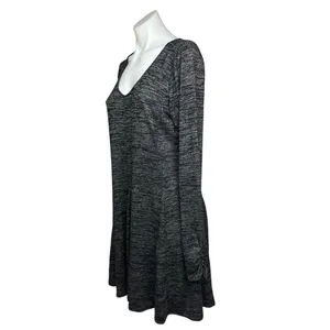 Hollister Dark Gray Jersey Long Sleeve Scoop Neck Fit & Flare Sweater Dress Sz L thumbnail 2