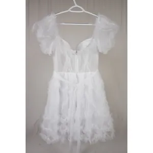 White Off Shoulder Tulle Puffy Sleeve Dress Costume Party Homecoming US 10 thumbnail 5