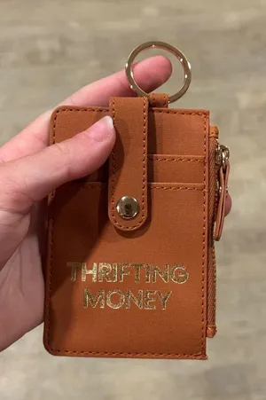 NEW Thrifting Money Brown Cardholder Keychain thumbnail 1
