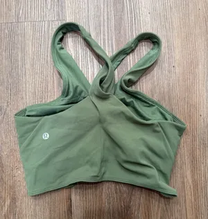 Lululemon Key to Balance Tank Top Olive Green Nulu‎ Yoga Crossback Crop Size 6 thumbnail 1