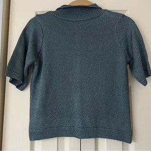 Zara women's Blue Knit Shirt size S thumbnail 3