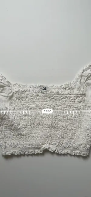 Pretty Milkmaid Soft Girl White Smocked Off-The-Shoulder Ruffle Sleeve Crop Top thumbnail 2