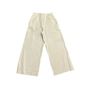 Zara High Waisted Wide Leg Pants SZ M Linen Blend Trousers Casual Everyday thumbnail 2