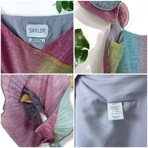 Saylor Myrah Metallic Rainbow Ombré Flutter Sleeve Midi Cocktail Dress thumbnail 11