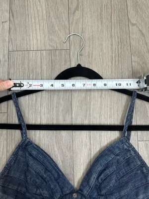 7 For All Mankind Denim Mini Dress Size Small 100% Cotton Y2K Spaghetti Strap thumbnail 10