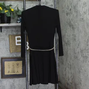 Tommy Hilfiger Womens Pleated Belted Knit Fit Flare Dress A4JJ1AST Black 2 thumbnail 2