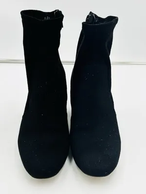 Ann Taylor Loft Women's Black Suede Ankle Boot Size 8.5 Side Zip 3" Block Heel thumbnail 3